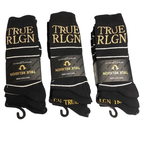 True Religion Mens Crew Socks (3) 3 Pack Crew Socks  6 pairs of socks total - Picture 1 of 5